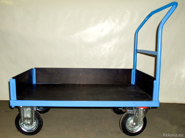 Manipulační vozík s čelem a madlem, nízké bočnice 1000 × 700 mm na 350 kg V 510.